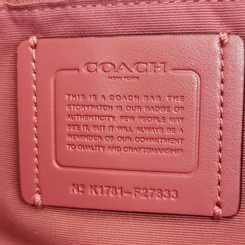 COACH Lexy Large Pink Rose Pebbled Leather‎ Suede Double Handle Shoulder Bag